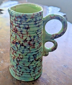 Price Bros Two Handle Jug Art Deco Green Marbled Glaze 4.75"* - Picture 1 of 9