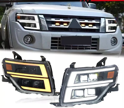 For Mitsubishi Pajero Montero V93 V97 2009-21 LED Clear Headlight Assembly Pair - Image 1 of 4