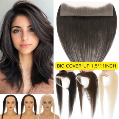 Full Lace Hairpiece 100% Human Hair Hairline Hair Toupee Bang Patch Topper Women - Image 1 of 4