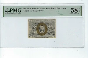 FR 1284 $0.25 SECOND ISSUE PMG CHOICE ABOUT UNC 58 EPQ Front is perfect - Picture 1 of 2