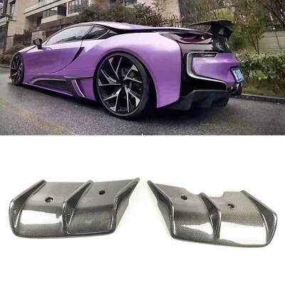 2Pcs Carbon Fiber Rear Bumper Side Spoiler Cover For BMW i8 2014-2020 GT Style - Image 1 of 4