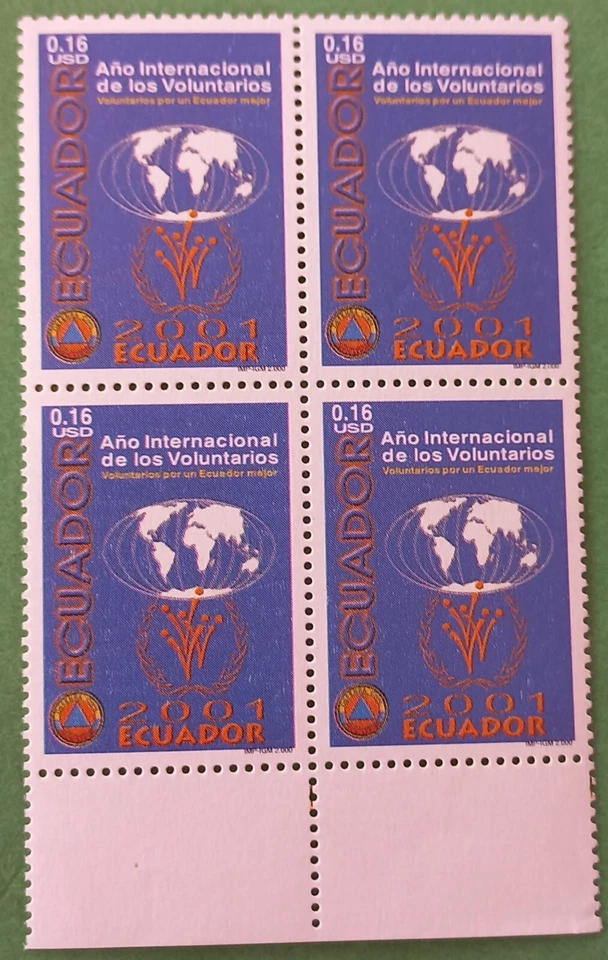 Ecuador 2000 Sc#1552 Volunteers Year (Block) - Image 1 of 1