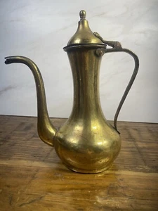 Antique Vintage Brass Kettle Middle Eastern Turkish Water Pitcher Handmade Genie - Picture 1 of 11
