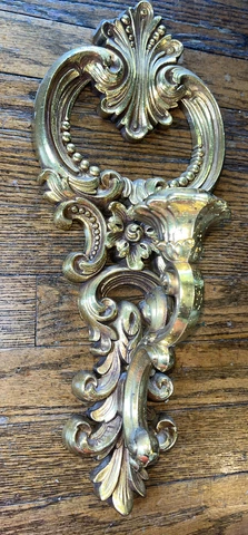 Vintage 1977 Hollywood Regency Gold Baroque Wall Sconce By Dart Cover