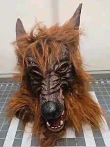 Werewolf Wolf Man Full Rubber Halloween Mask with Hair Furry - Adult Size - Picture 1 of 9