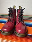 Dr. Martens Red Patent Leather Unisex Boots, Size: Usa 3 - New