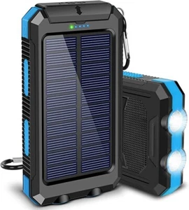 Solar 20000mAh Power Bank Dual USB powerbank Waterproof - Photo 1 sur 6