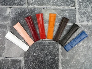 Neu 20mm Lederband Schwarz Rot Orange Blau Uhrenarmband Rolex Daytona Kurz - Bild 1 von 33