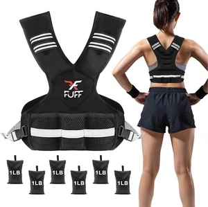 Adjustable Weighted Vest for Women & Men, 4-10lb Vest with 6 Iron Black - Picture 1 of 7