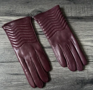 Paul Smith Cuir Bordeaux Matelassé Tourbillon Gants Taille M Fait en Italie Neuf - Picture 1 of 6