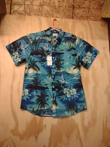 Camisa Hawaiana Floral Euow Azul Tropical Vacaciones Para Hombre Mediana Abotonada Nueva con Etiquetas 1254 - Imagen 1 de 5