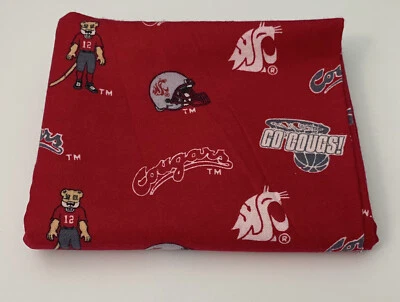 Washington Cougars Fleece Fabric Scrap 42x17 Quilt Craft Pillow Sewing Remnant - Image 1 of 4