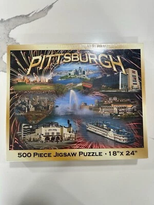 Vintage Puzzle City of Pittsburgh PA jigsaw 500 piece penguin steeler pirate - Image 1 of 3