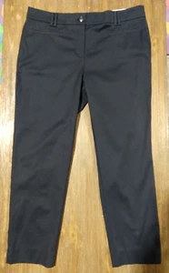 Pantalones Ann Taylor The Cotton Crop tiro medio ajustados por encima del tobillo negros caqui talla 8 - Imagen 1 de 9