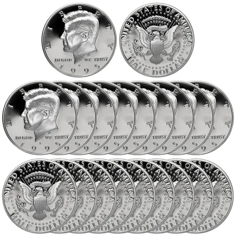 1995 S Kennedy Half Dollar Roll Gem Deep Cameo CN-Clad Proof 20 US Coins Cover