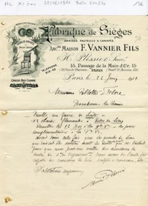 Paris XI ème 15 Passage de la Main d'Or - Belle Entête d'une Fabrique de 1911 - Picture 1 of 1