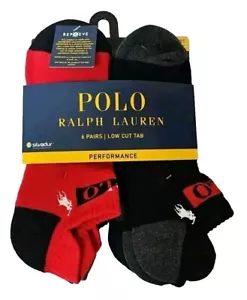 "New" POLO RALPH LAUREN Men's Split Logo Low Cut Socks - 6-Pack - Size: 6-12 - Picture 1 of 15