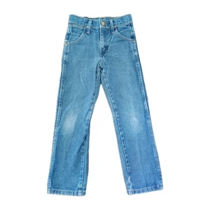 Wrangler Boys Cowboy Cut Denim Jeans Size 7 Slim Adjustable Waist cowboy - Picture 1 of 10