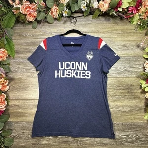 UConn Huskies Nike Short Sleeve Shirt Women's Navy Blue V Neck Double Sided - Picture 1 of 14