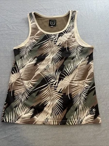 Modern Culture Silk Round Neck Tank Top Grass Leaf Size Large - Picture 1 of 7