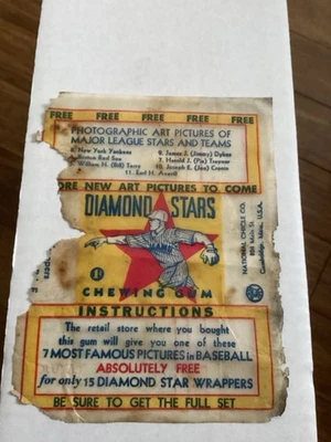Envoltura de estrellas de diamante de béisbol National Chicle 1935 Foto 1 de 2