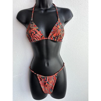 Bella Body X Paisley Orange Boho Two Piece Bikini Size M Swimwear Pool Beach - Image 1 of 4