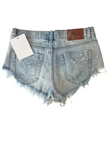 One Teaspoon Womens Mid Waist Rollers Distressed Cut Off Jean Shorts Size 26 New - Picture 1 of 10