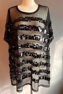 Torrid Black Sheer Sequin Top - Size 4 - Picture 1 of 4