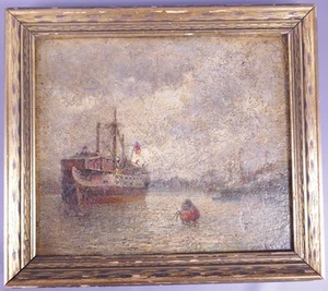 # Firmado James Gale Tyler Barco Impresionista Océano Pintura Óleo a bordo - Imagen 1 de 24