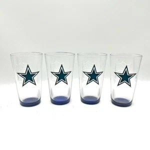 Dallas Cowboys NFL Glass 16 oz logo rialzato in rilievo in rilievo set di 4 - Foto 1 di 5