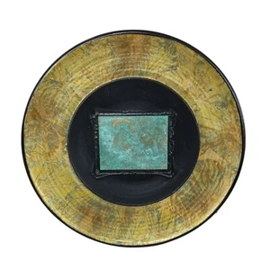 Michael Weinberg Pottery Wall Art Plate Signed 2009 Copper Patina 15in Studio - Picture 1 of 10