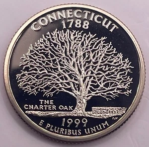 1999 S Washington Quarter 25C - Proof - State Quarter - CONNECTICUT (SKU 211) - Picture 1 of 4