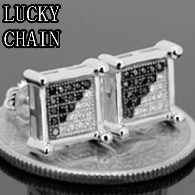 PARA HOMBRES 925 PLATA ESTERLINA LABORATORIO DIAMANTE TORNILLO TRASERO PENDIENTE (9mm x 9mm) E80 Foto 1 de 2