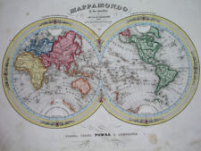1843 italian ORIGINAL MAP TEXAS REPUBLIC UNITED STATES CANADA AMERICA ASIA WORLD