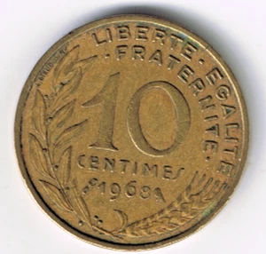 🔴 1968 French 10 Centimes KM# 929 - US SELLER 🔴 - Picture 1 of 3