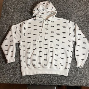 Nike All Over Print Hooded Sweatshirt Women’s L White Black Hoodie Swoosh - Picture 1 of 10