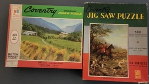 2 Coventry Puzzles Milton Bradley 500 Pc Hunting We Will Go + Harvest in Tyrol - Picture 1 of 10