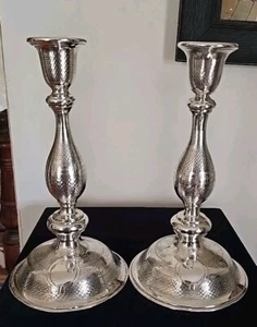 Antique Austrian 800 Silver Candlesticks Mrkd Thomas Dub Head Of Diana Rare 420g - Picture 1 of 16