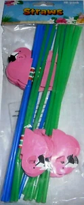TROPICAL PINK FLAMINGO ~ LUAU STRAWS ~ 18 Ct - Picture 1 of 1