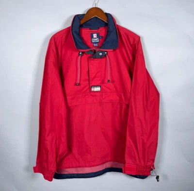 Chaps Ralph Lauren Oversized Windbreaker Pullover Adult Large - XL Red Hooded - Image 1 of 4