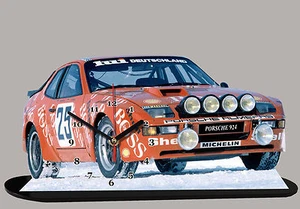 MODEL CARS, PORSCHE 924-08, car passenger,11,8x 7,8 inches with Clock - Imagen 1 de 1