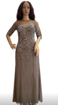 Adrianna Papell  Beaded Illusion Dress(Size 4P) - Image 1 of 4