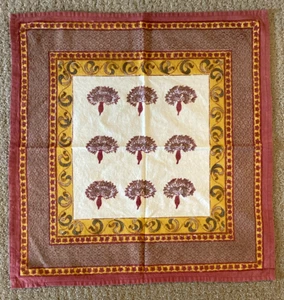 Couleur Nature By Bruno Lamy Napkin Red Gold Floral 19 x 19 - Picture 1 of 6