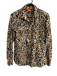 TORY BURCH Leopard Print Button Down Blouse Pockets Size 4 - Picture 1 of 5