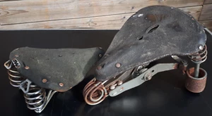 2 stück großer ur alter ledersattel fahrrad sattel gefedert - Bild 1 von 4