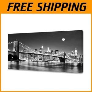 Brooklyn Bridge Night View Canvas Print - Picture 1 of 10