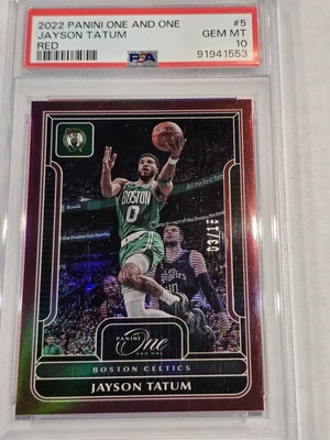 2022 Panini One And One Jayson Tatum RED #5 PSA 10 - Image 1 of 2