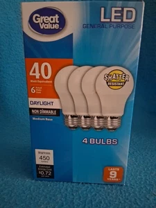 Great Value 40W  LED Non Dimmable " Daylight" Light Bulbs Set Of 4 - Picture 1 of 5
