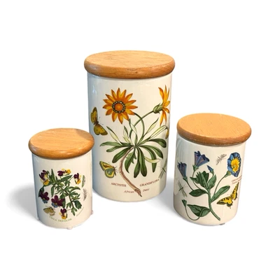 Portmeirion El Jardín Botánico Juego de 3 Botes con Tapas de Madera Vintage Foto 1 de 4