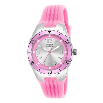 Reloj para mujer Invicta Angel Halo 38 mm tono plateado esfera rosa correa de silicona 17480 Foto 1 de 4